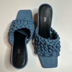 ZARA Women’s Denim Slip On Heels Size 39